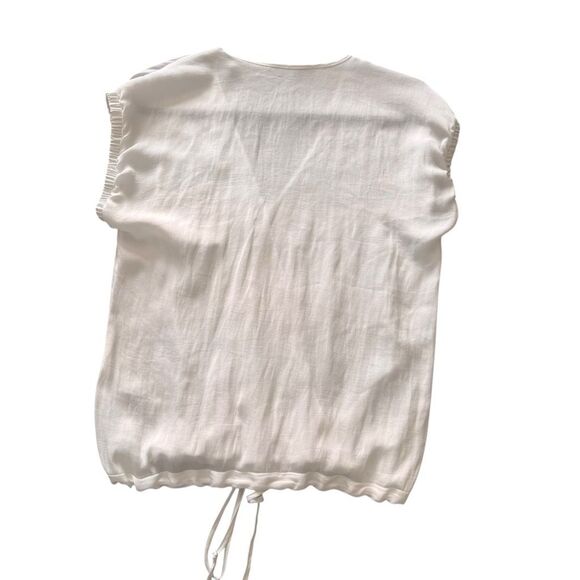 Next Size 8 Ivory Faux Wrap Short Sleeve Blouse VNext Polyester Career Summer To - Picture 2 of 9